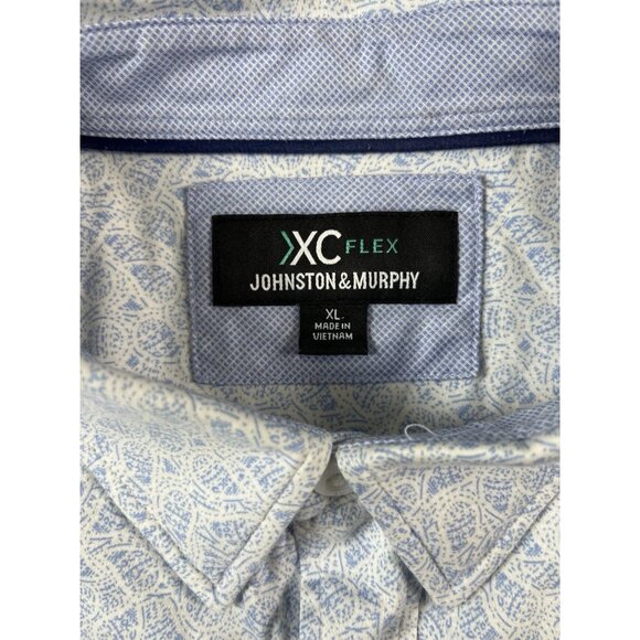 Johnston Murphy XC Flex Shirt XL Blue Long Sleeve Flip Cuff Button Up Stretch - Picture 3 of 6